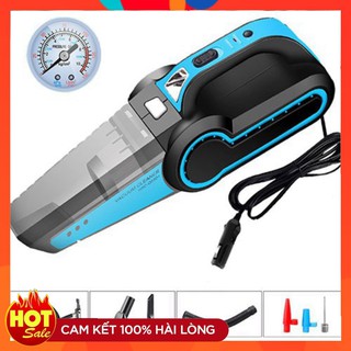 Máy hút bụi ô tô SHUTIKA mini cầm tay cao cấp công suất 120W 4 in 1 bơm,hút, đèn, đồng hồ đo áp suất lốp