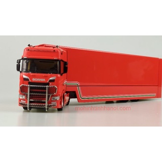 Mô hình ô tô scania 720s v8 kèm rơ mooc vận chuyển xe 1/64