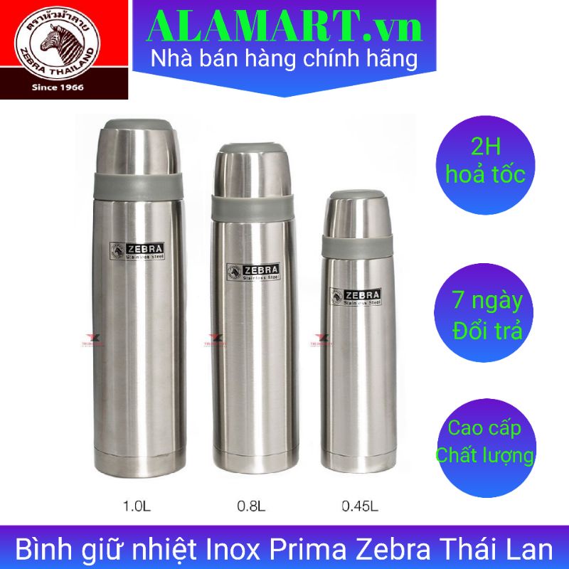 Bình giữ nhiệt Inox 450ml Prima Zebra - sản xuất Thái Lan