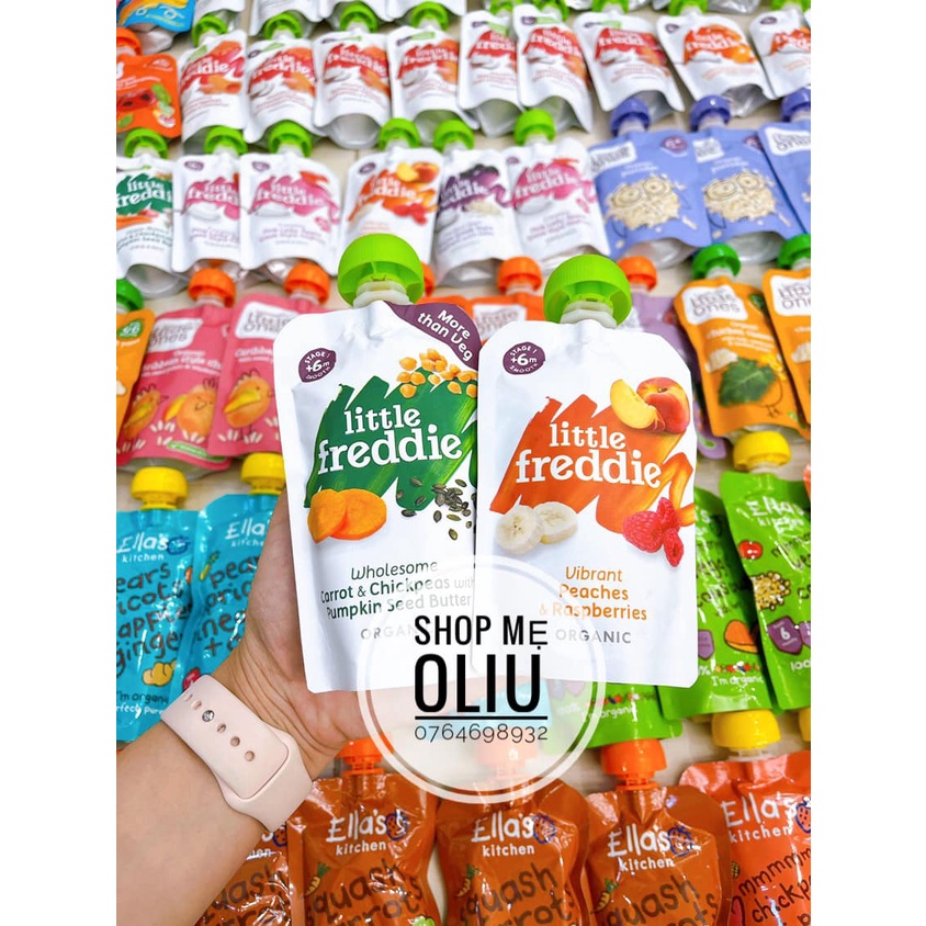 [SHIP AIR] Túi ăn dặm hoa quả/rau củ nghiền, sinh tố hữu cơ Little Freddie cho bé từ 6 tháng 100g
