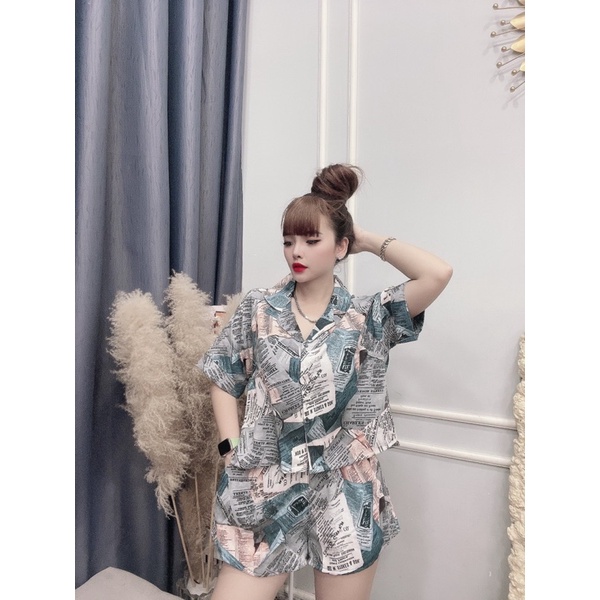Pizama Đùi Mango loại 1 Áo lửng nút bọc