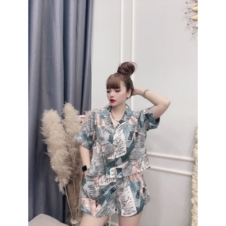 Pizama Đùi Mango loại 1 Áo lửng nút bọc