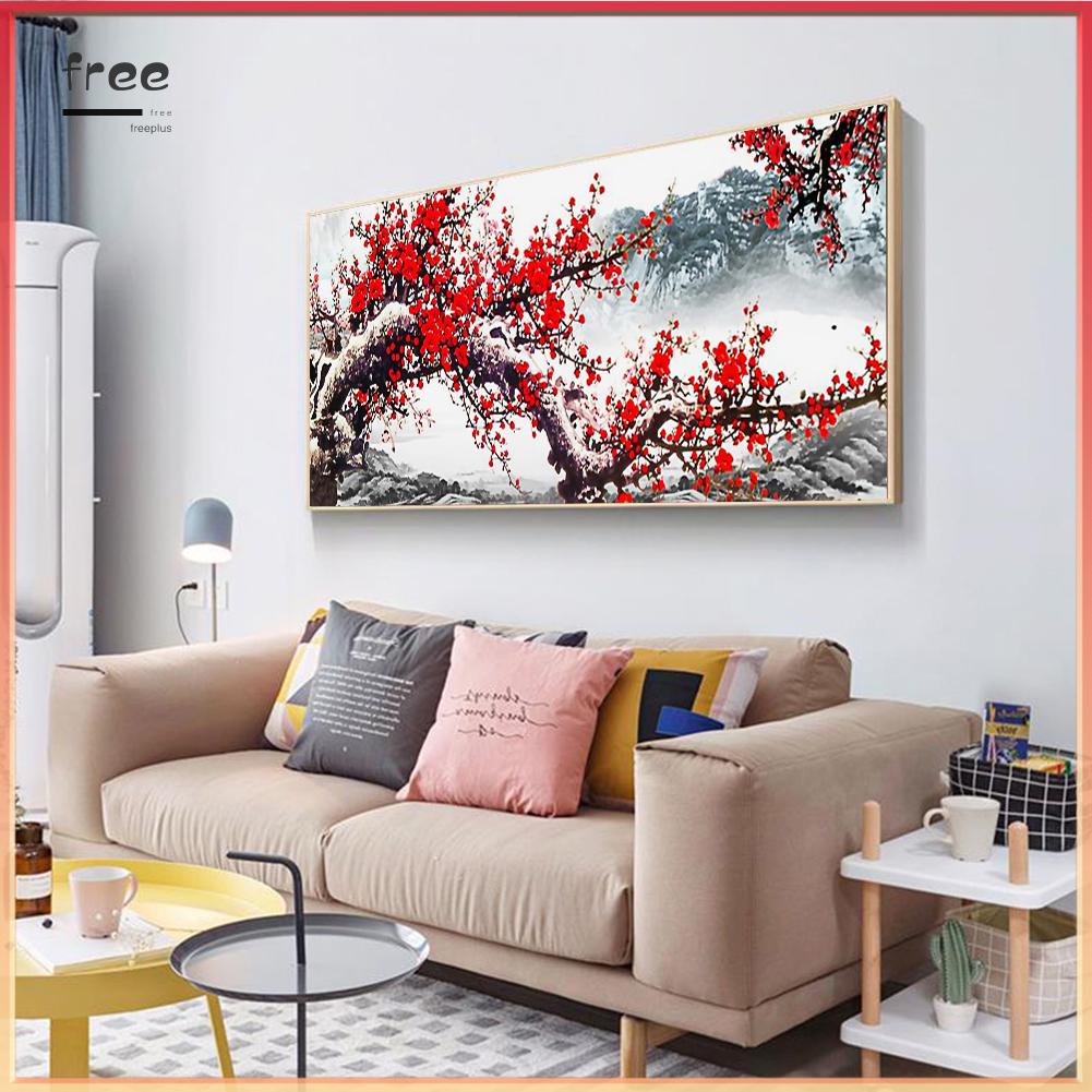 Tranh Đính Đá Kim Cương Toàn Bộ 5d Diy Hình Vẽ Hoa Đào