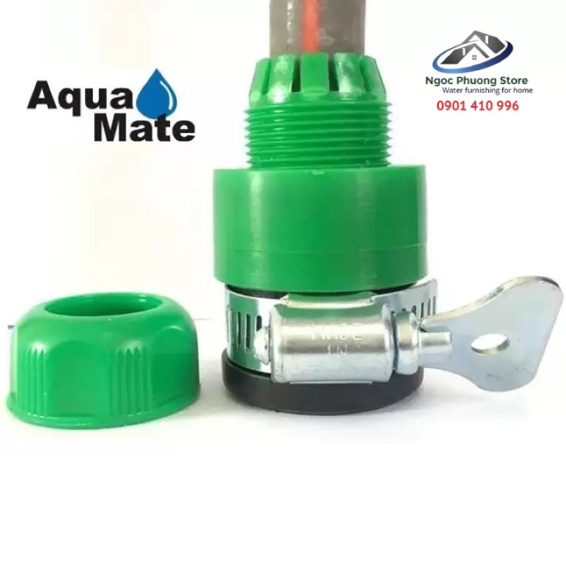 Khớp nối cổ dê nối vòi nước và ống mềm làm vườn 14mm - 16mm bằng nhựa AQUAMATE ĐÀI LOAN - Mã W3360