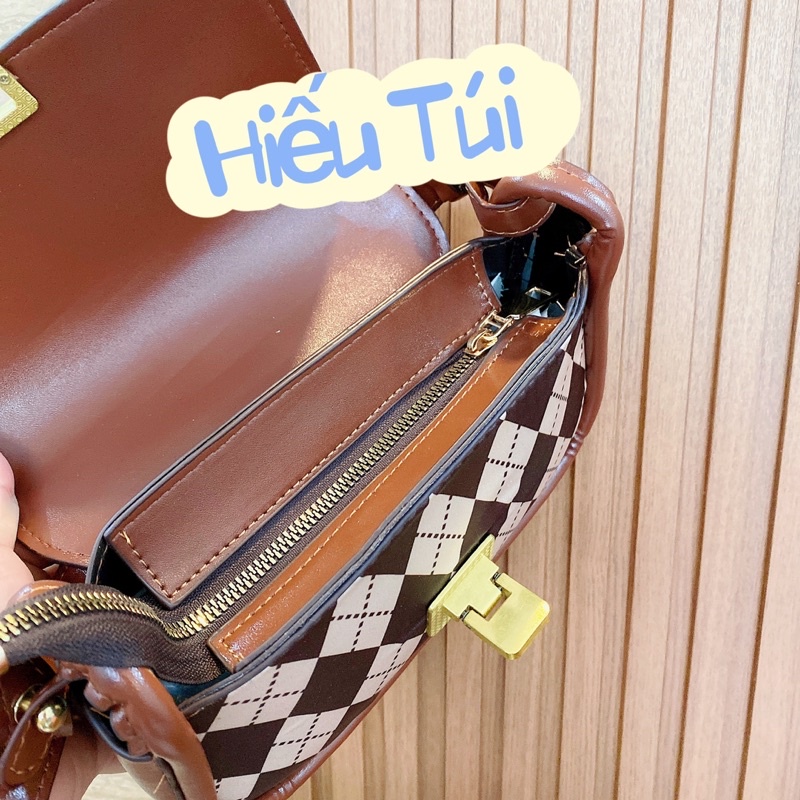 Túi đeo chéo kẹp nách khóa gập dáng thuyền thời trang kiểu Pháp retro Hiếu Túi 309