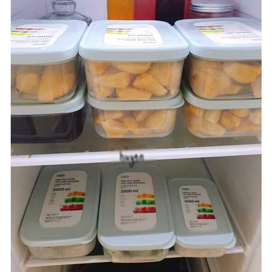 Bộ 6 hộp thực phẩm chữ nhật Hokkaido 500-750-1000-1500-2000-2500 inochi SX và TK theo phong cách tiêu chuẩn Nhật Bản