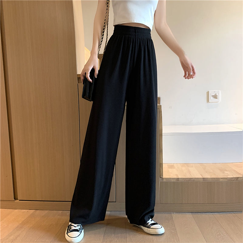 Wide-legged Pants For Women Summer Ice Silk Pants 2020 New Fashion Casual Pants
