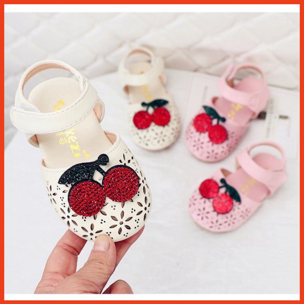 DÉP Sandal lỗ đính cherry đá cho bé gái - quảng châu CAO CẤP LOẠI 1  mẫu mới ! (A611)