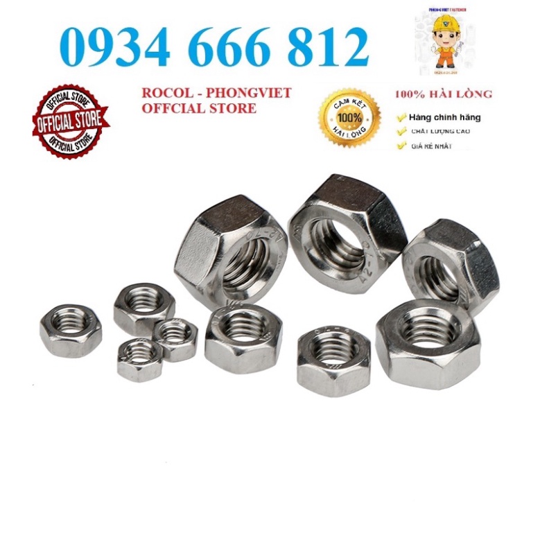 Set 50c và 5c Ecu lục giác thép mạ đen cấp bền 8.8 M4,M5,M6,M8,M10,M12, M14,M16