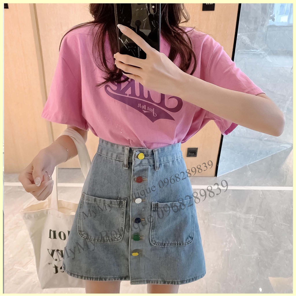 Chân Váy Jean Chữ A, Váy Jean Nữ, Chân Váy Bò Chữ A Nhiều Cúc Màu | BigBuy360 - bigbuy360.vn