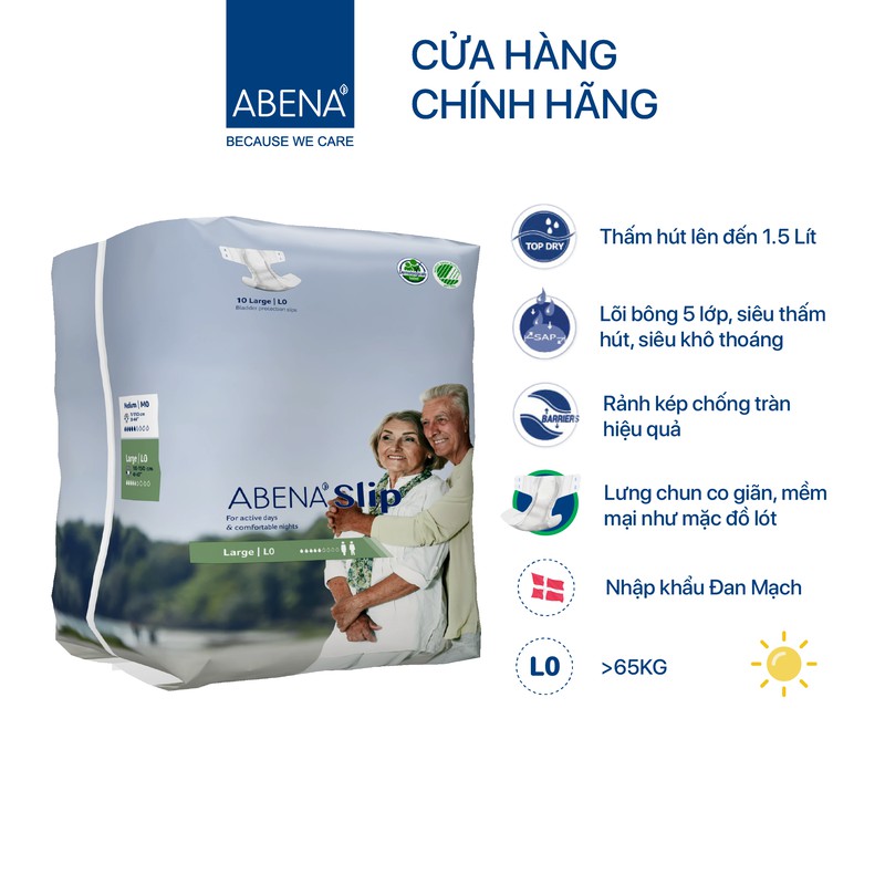 [Thấm hút 1.5 lít] Tã dán người lớn Abena Slip L0 nhập khẩu từ Đan Mạch (10 miếng)