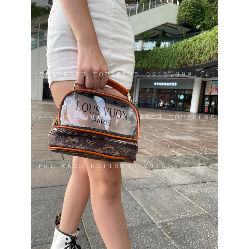 Túi Mỹ Phẩm - Túi LV trong suốt giỏ xách thời trang trẻ trung cá tính da PU
