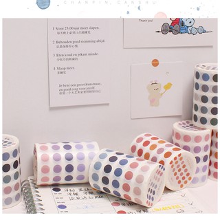 Cuộn Băng Dính Washi Tape Họa Tiết Chấm Bi Nhiều Màu Sắc Dùng Trang Trí