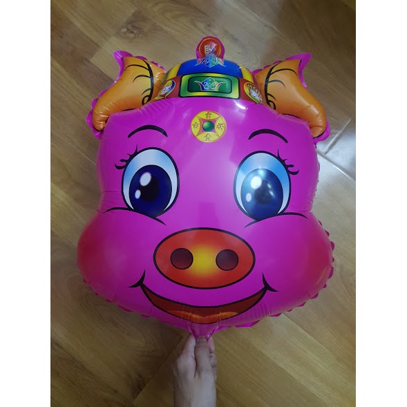 (XẢ KHO) BÓNG BẠC TRUNG HÌNH ĐẦU HEO HỒNG SIZE 50CM