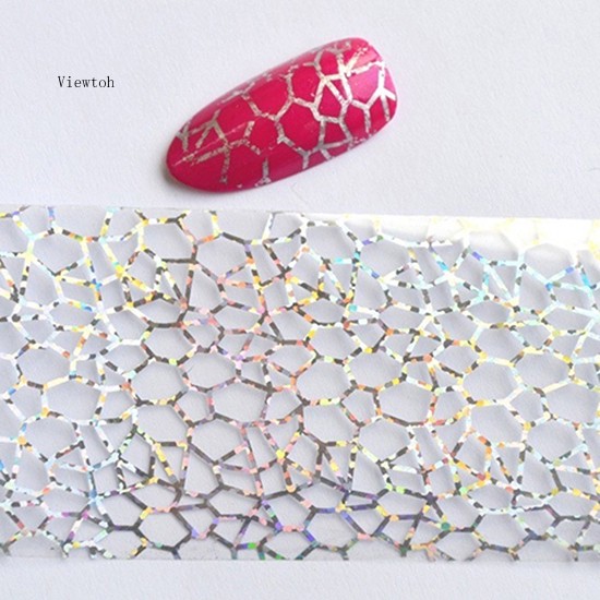 *˚View*✧⁺Glitter Nail Art Full Tips DIY Cobweb Nail Foils Transfer Polish Sticker Nail Decals