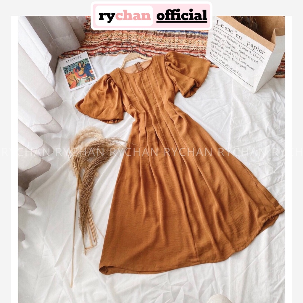 Đầm Xòe Midi Trắng Tay Phồng 2 Màu [Ảnh Thật Cuối] - DX984