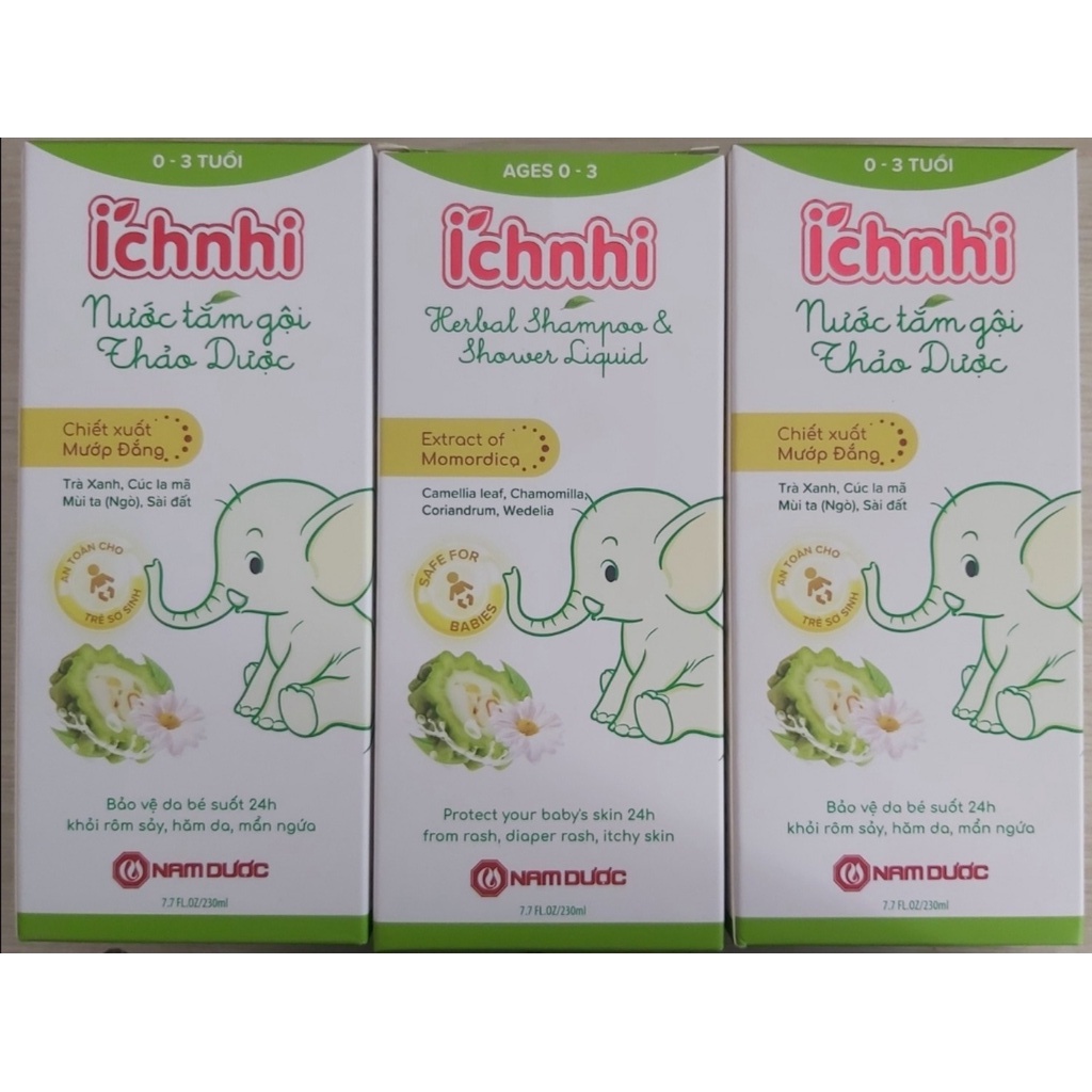 Nước tắm gội thảo dược Ích Nhi chai 230ml