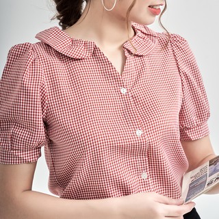 Áo Sơ Mi Cổ Sen Kẻ Caro