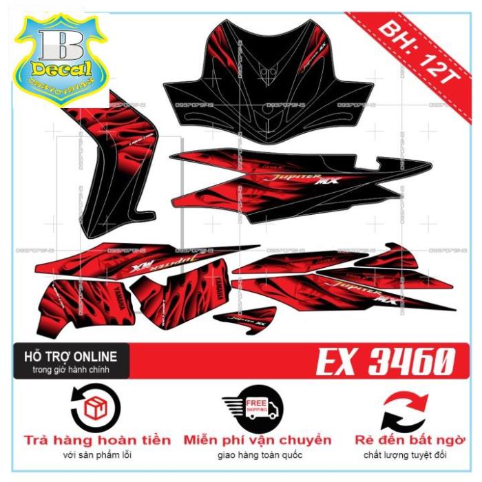 ( Quí khách vui lòng mang ra tiệm cho thợ dán ) Tem EX 2010 LỬA 3460 [Bi Decal]