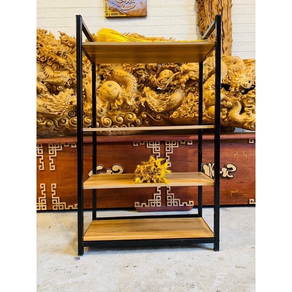 KỆ LÒ VI SÓNG 4 TẦNG KHUNG SẮT MẶT GỖ