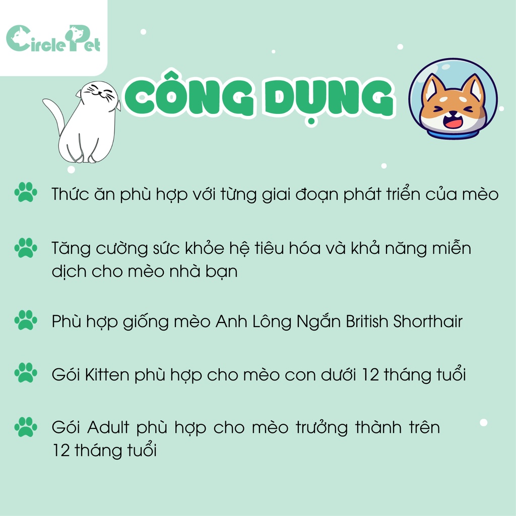 Thức ăn hạt cho mèo lông ngắn Royal Canin Adult British Short Hair 400g và 2kg - Cricle Pet