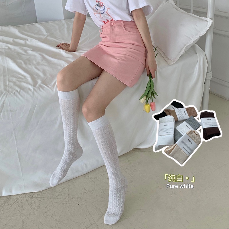 Vớ Dài Đến Đầu Gối Thiết Kế Đục Lỗ Thoáng Khí Phong Cách Nhật Bản Và Hàn Quốc
