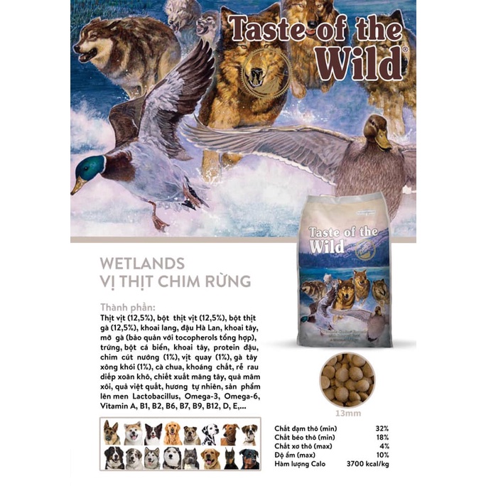 Thức Ăn Cho Chó Poodle Phốc Sóc Becgie Chó Con - Taste Of The Wild - Đồ Ăn Cho Chó Bao 500g & 2kg