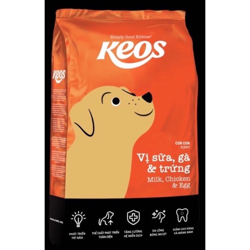 Thức ăn cún con KEOS PUPPY vị sữa, gà và trứng 400g