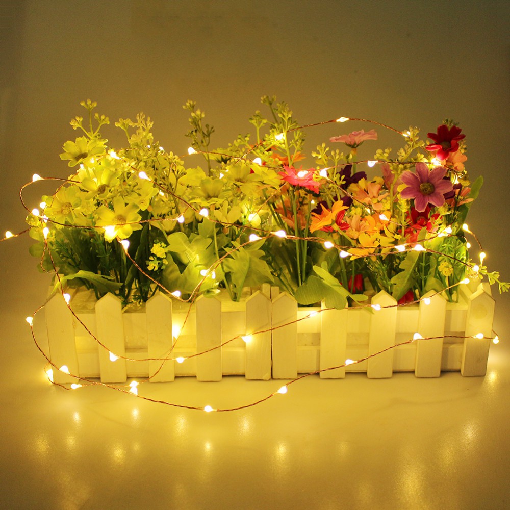 Đèn Led đom đóm Fairy light 1 mét 2 mét, 3 mét Vàng Nắng xài pin tiểu AA