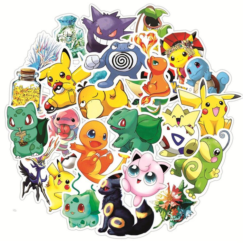 Bộ sticker chủ đề pokemon chống thấm nước trang trí mũ bảo hiểm, đàn, guitar, ukulele, điện thoại laptop