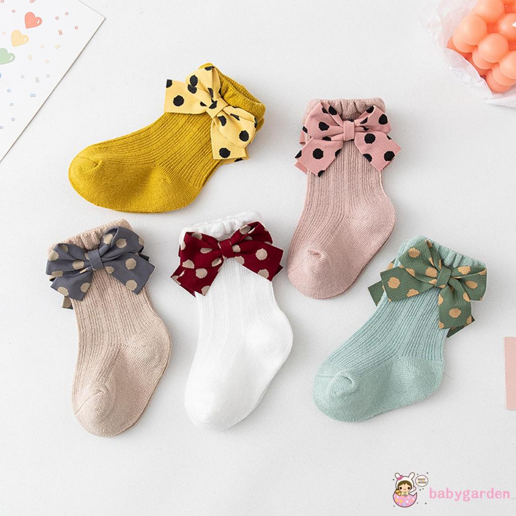 Vớ cổ cao phủ mắt cá chống trượt đính nơ cho bé gái 1-5 tuổi