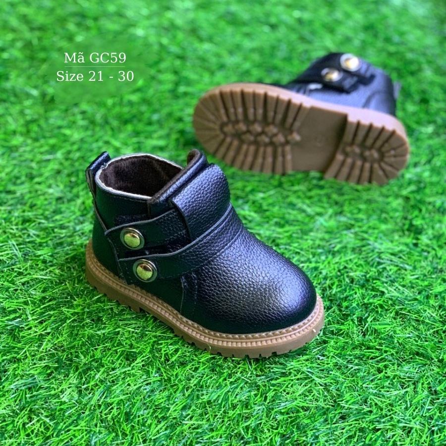 Giày cổ cao cho bé trai 1 - 5 tuổi da mềm thời trang 2 màu nâu đen phong cách Hàn Quốc GC59