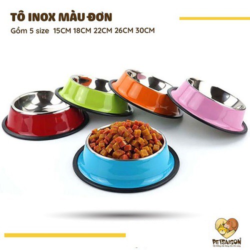 TÔ INOX MÀU ĐƠN DÀNH CHO CHÓ MÈO