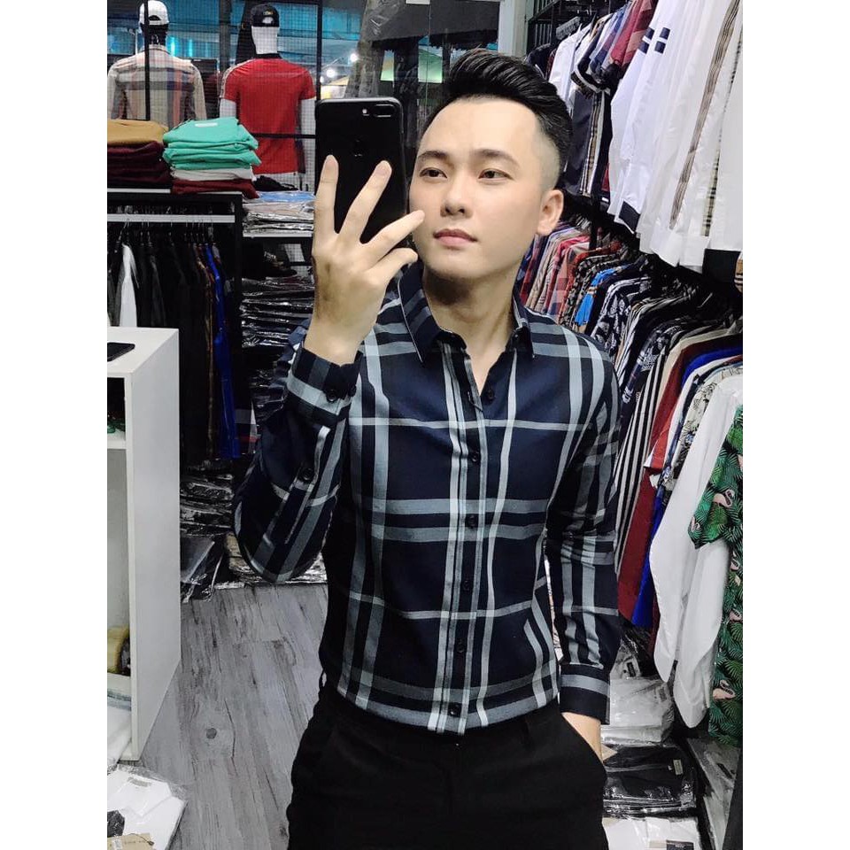Áo Sơ Mi Nam Dài Tay Họa Tiết Caro 1 Cao Cấp, Áo Sơ Mi Vải Lụa Dáng Ôm Form Body, T-man | BigBuy360 - bigbuy360.vn