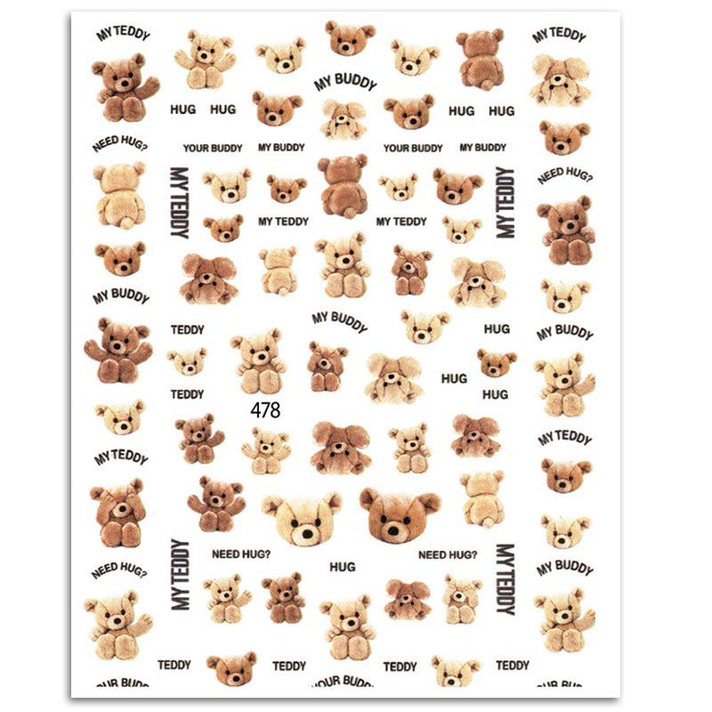 Sticker dán móng nail hình gấu