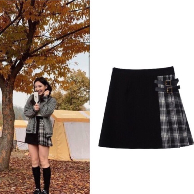 NAYEON TWICE ULZZANG SKIRTS CHÂN VÁY MIX CA RÔ