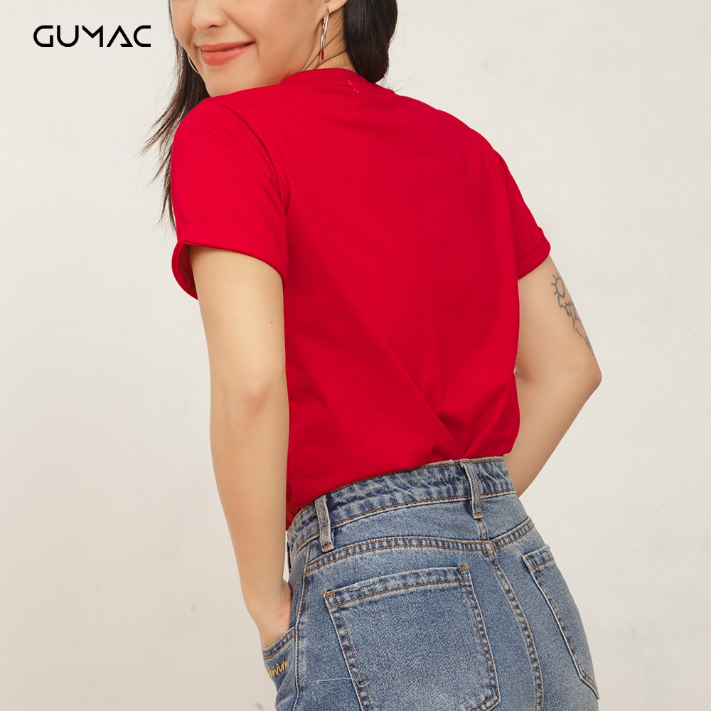 Áo thun in happy GUMAC ATA446_DO | BigBuy360 - bigbuy360.vn