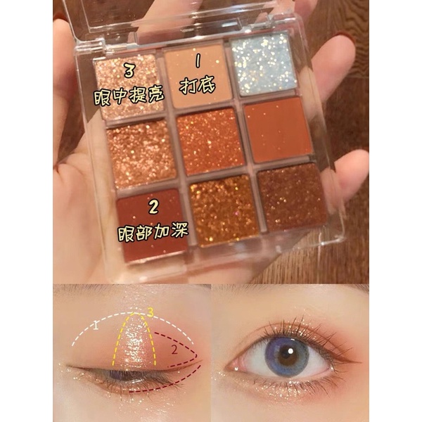 Bảng phấn mắt 9 ô nhiều nhũ Lameila Eye Shadow bling bling cực hot