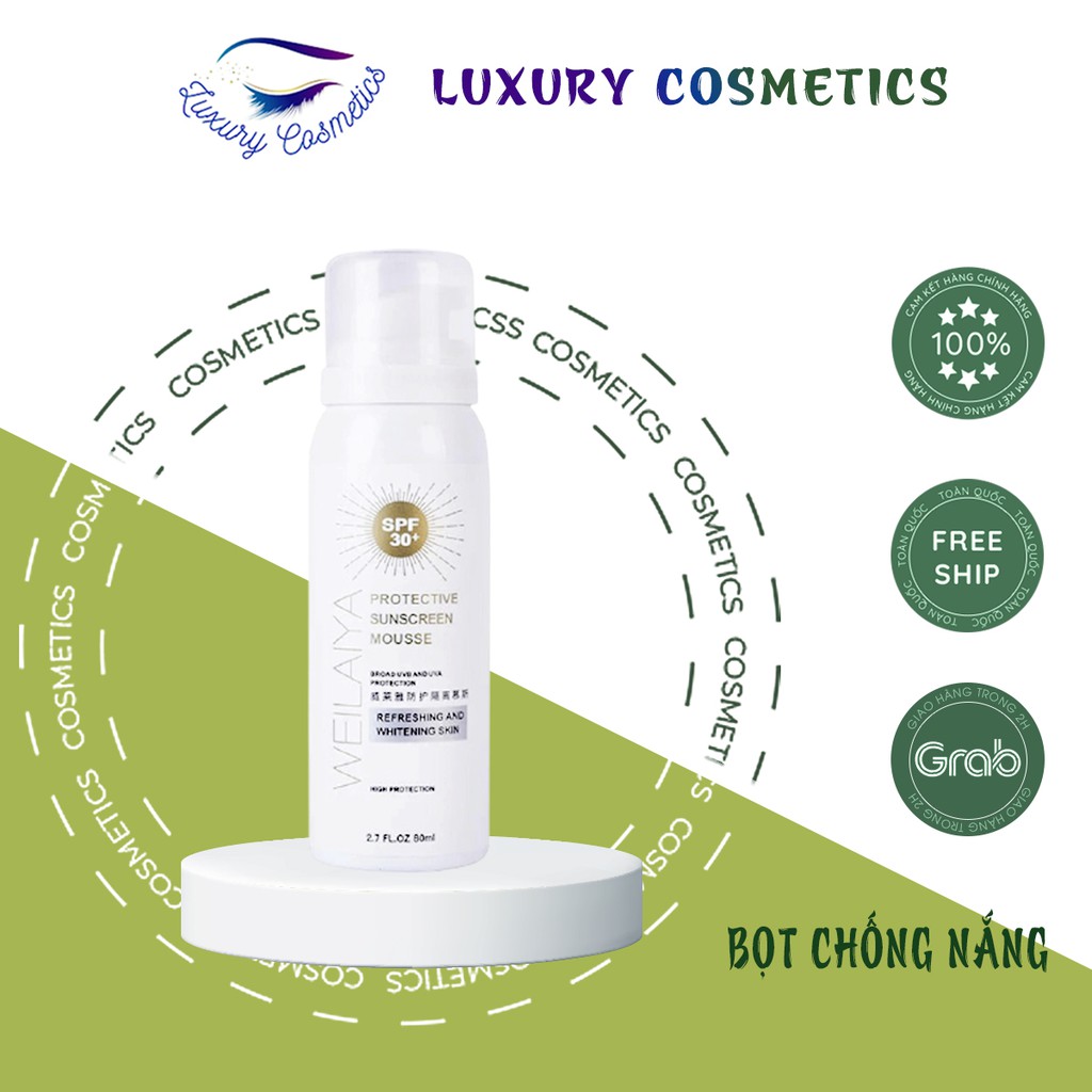 Bọt chống nắng trắng da Weilaiya giúp da căng bóng nâng tông trắng mượt 80ml spf 30+ PA+++