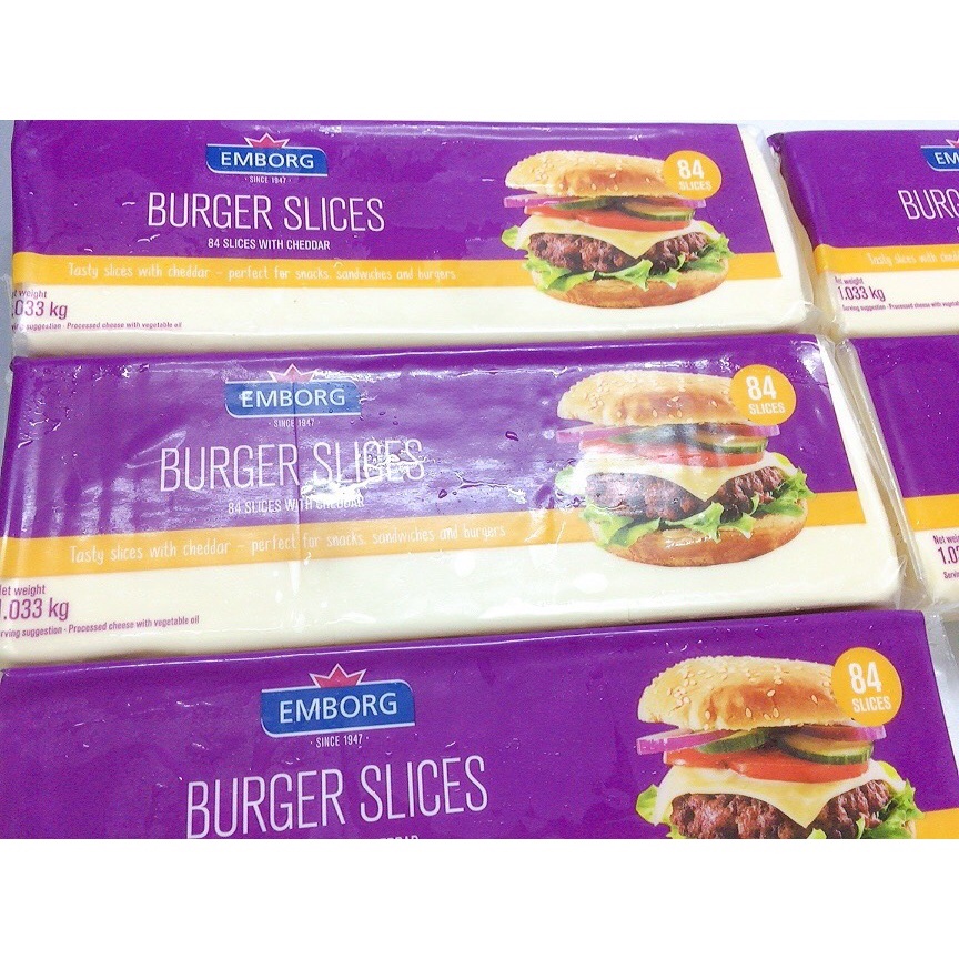 Phô Mai Lát Burger Slices 84 miếng 1.033kg - Emborg Burger Slices 1.033kg - DATE MỚI 2024