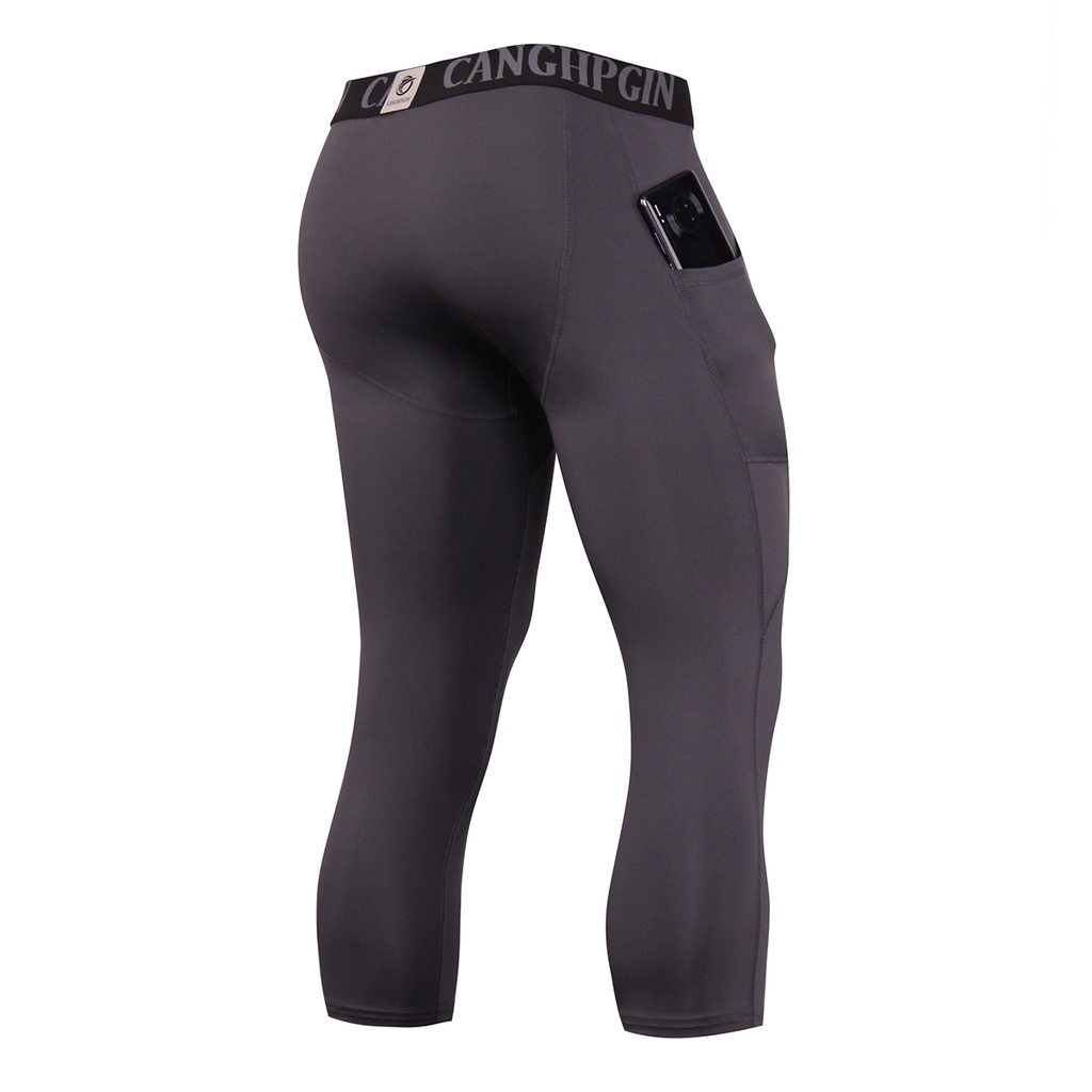 Quần dài thể thao dáng ôm vải co giãn tốt thiết kế cá tính cho nam