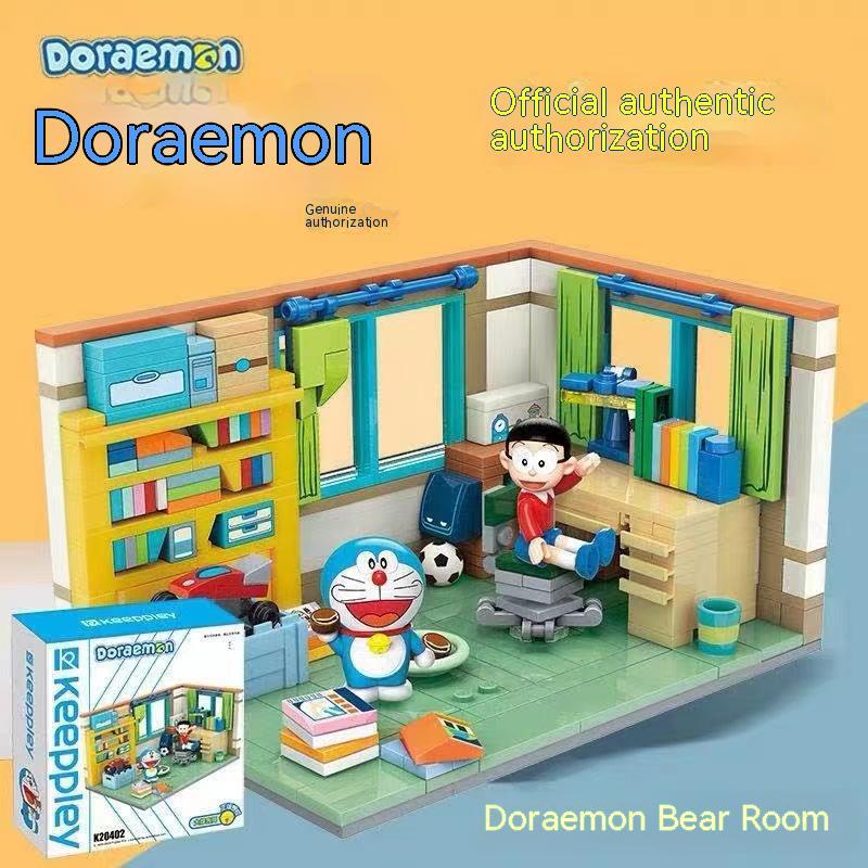 Đôrêmon cảnh cổ điển mô hình xây dựng khối lắp ráp máy thời gian hộp màn hình trong suốt chống bụi
