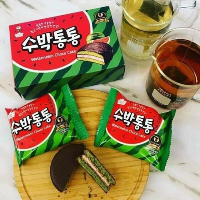Chocopie Lotte Hàn Quốc đủ vị (cacao, chuối, trà sữa, trà xanh) hộp 12 cái