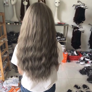 Tóc giả xù xám + lưới trùm