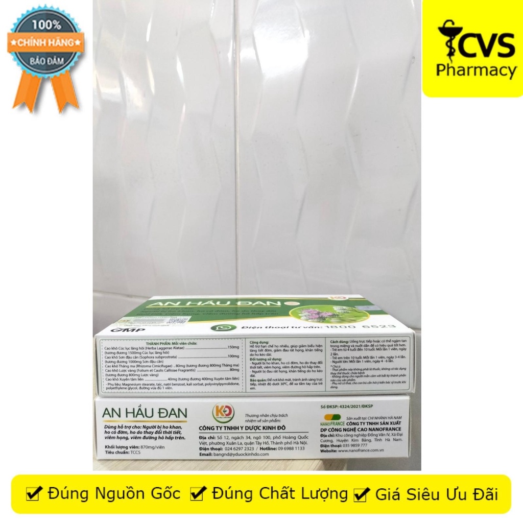 An Hầu Đan - Viên Ngậm Giảm Viêm Họng, Amidan - 6 Tặng 1 Hộp (Hộp 20 Viên)