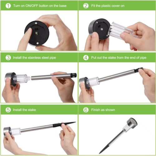 1 Pcs Stainless Steel Led Solar Lawn Light Outdoor Solar Power Decking light Waterproof Garden Landscape Lawn Lamp