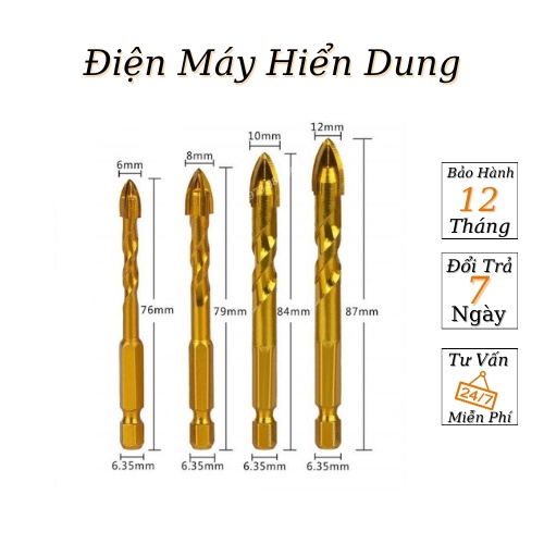 Mũi khoan đa năng chân lục giác, khoan kính, thủy tinh,khoan gạch men, gạch đá hoa cương,khoan bê tông