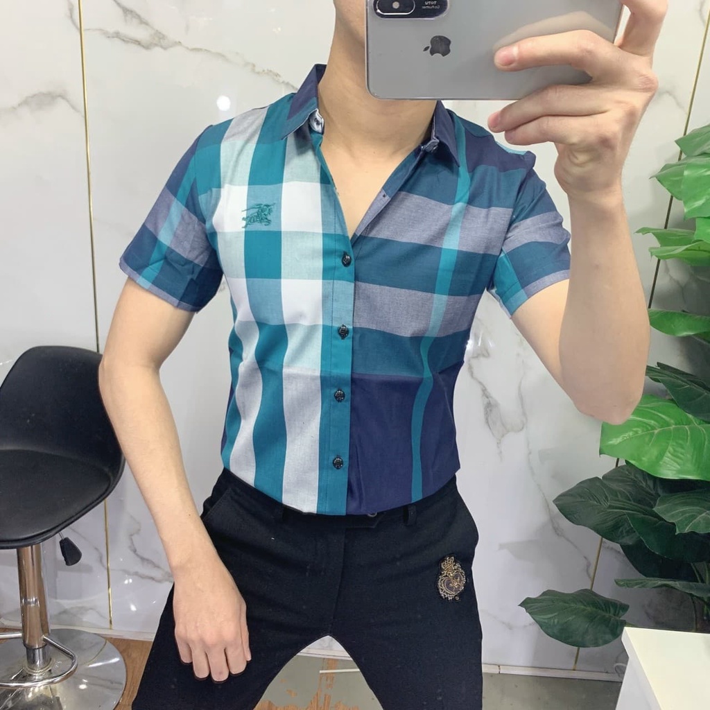 Áo sơ mi nam ngắn tay BBR kẻ nhiều màu caro ,chất liệu cotton thoáng mát, không nhăn, không bai xù | BigBuy360 - bigbuy360.vn