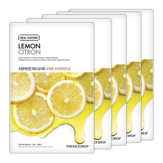Combo 5 Mặt nạ Chanh Sáng Da ngừa mụn The Face Shop Real Nature Lemon Mask 20g x 5 gói