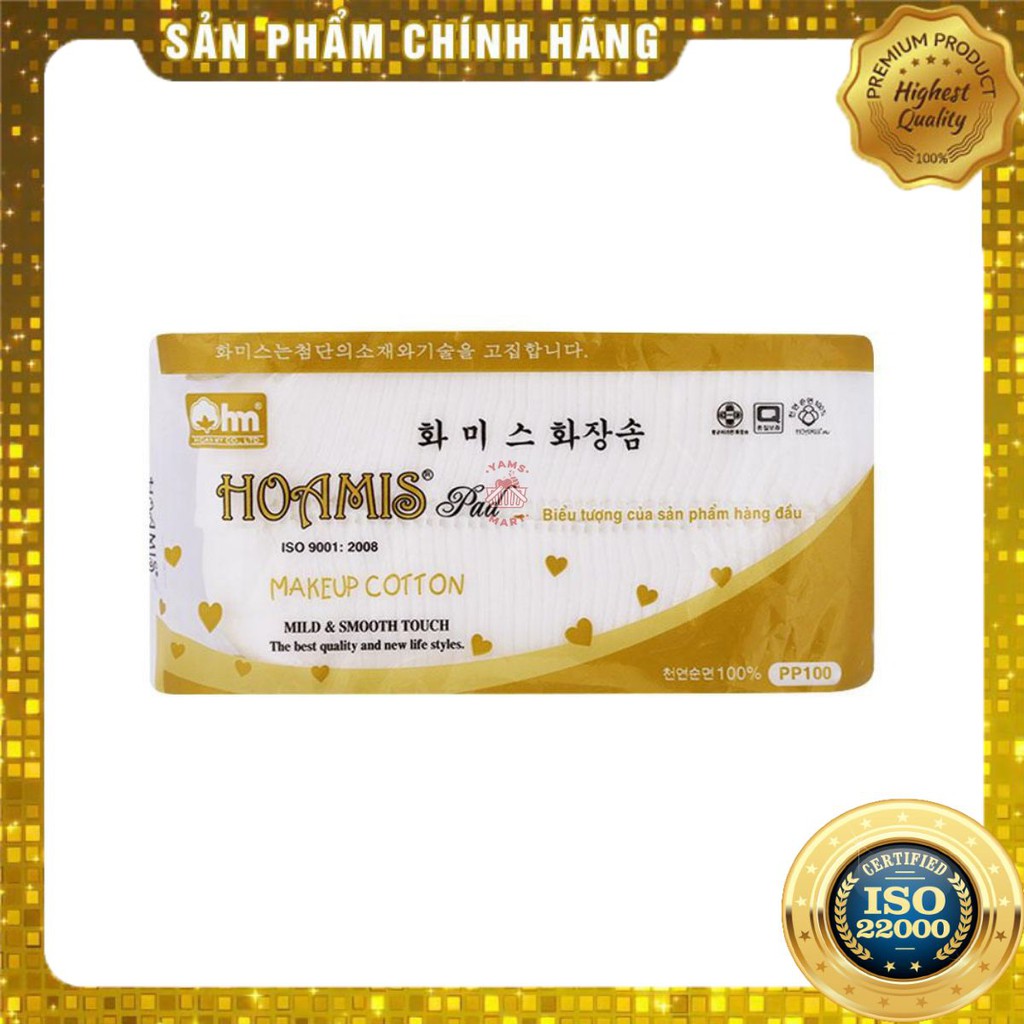 [ Yams Mart ] Bông Tẩy Trang Cao Cấp Korea PP 100 Hoamis - Gói 90 Miếng